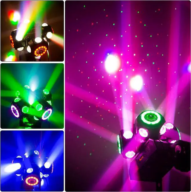 Alt view image 2 of 7 - 4Head Moving Disco Lights W/ 16Light Strips RGBW LED Rotating Beam Stage Spotlight Event Lighting W/DMX & Sound Control, for DJ KTV Disco Party Wedding Concert Halloween Christmas Festivals