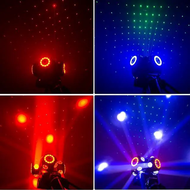 Alt view image 3 of 7 - 4Head Moving Disco Lights W/ 16Light Strips RGBW LED Rotating Beam Stage Spotlight Event Lighting W/DMX & Sound Control, for DJ KTV Disco Party Wedding Concert Halloween Christmas Festivals