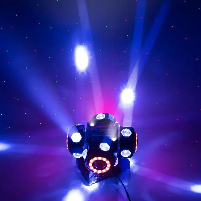 Alt view image 4 of 7 - 4Head Moving Disco Lights W/ 16Light Strips RGBW LED Rotating Beam Stage Spotlight Event Lighting W/DMX & Sound Control, for DJ KTV Disco Party Wedding Concert Halloween Christmas Festivals