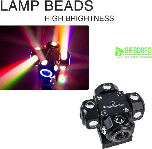 Alt view image 5 of 7 - 4Head Moving Disco Lights W/ 16Light Strips RGBW LED Rotating Beam Stage Spotlight Event Lighting W/DMX & Sound Control, for DJ KTV Disco Party Wedding Concert Halloween Christmas Festivals