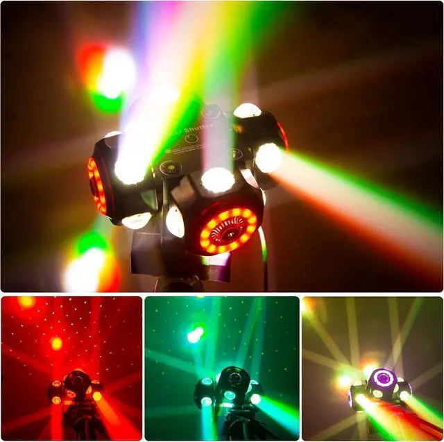 Alt view image 6 of 7 - 4Head Moving Disco Lights W/ 16Light Strips RGBW LED Rotating Beam Stage Spotlight Event Lighting W/DMX & Sound Control, for DJ KTV Disco Party Wedding Concert Halloween Christmas Festivals