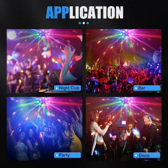 Alt view image 4 of 6 - Moving Head DJ Lights, LED RGBW Rotation Disco Light DJ Lights with DMX Auto Control, Stage Lights DJ Lighting Sound Activated Party Lights for Party Disco Club Stage Lighting Christmas