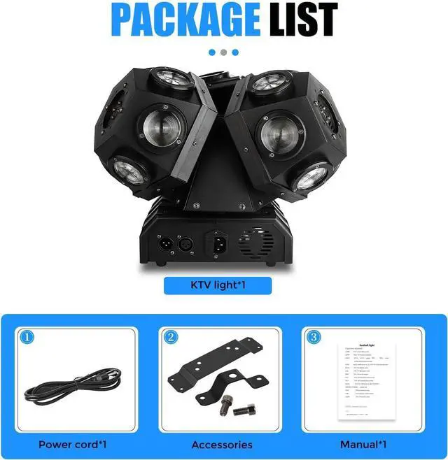 Alt view image 6 of 6 - Moving Head DJ Lights, LED RGBW Rotation Disco Light DJ Lights with DMX Auto Control, Stage Lights DJ Lighting Sound Activated Party Lights for Party Disco Club Stage Lighting Christmas