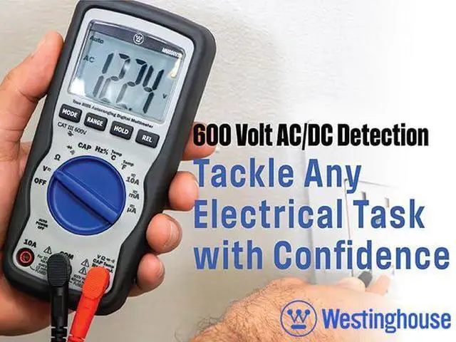 Alt view image 3 of 6 - 600V True RMS Auto-Ranging Multimeter with Large Screen and Relative Mode; Measures Voltage Current Resistance Capacitance Frequency Temperature; Incl. Case and 2-Year Warranty.