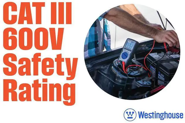 Alt view image 4 of 6 - 600V True RMS Auto-Ranging Multimeter with Large Screen and Relative Mode; Measures Voltage Current Resistance Capacitance Frequency Temperature; Incl. Case and 2-Year Warranty.
