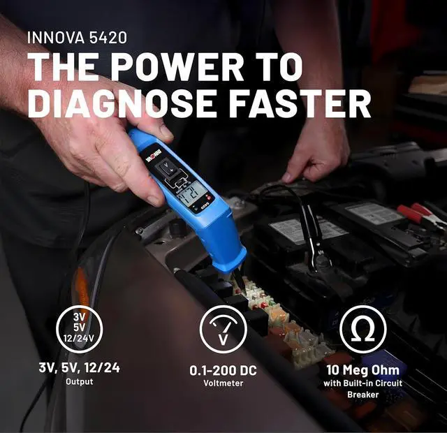 Alt view image 2 of 7 - 5420 Power Circuit Tester for Automotive | Fuse, Relay, Battery, and Circuit Diagnostics | Voltage Tester, Multimeter, Relay Tester, Short Circuit Finder, 12V/24V with LCD & Circuit Breaker
