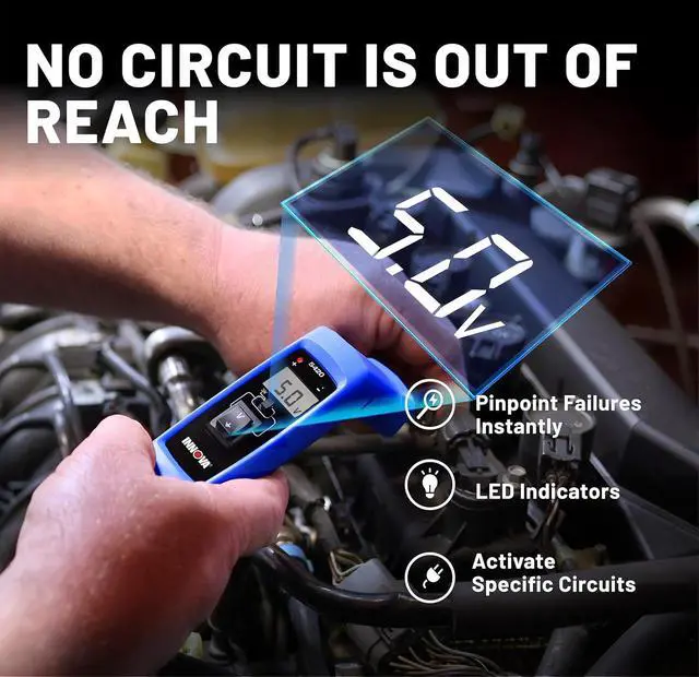 Alt view image 3 of 7 - 5420 Power Circuit Tester for Automotive | Fuse, Relay, Battery, and Circuit Diagnostics | Voltage Tester, Multimeter, Relay Tester, Short Circuit Finder, 12V/24V with LCD & Circuit Breaker