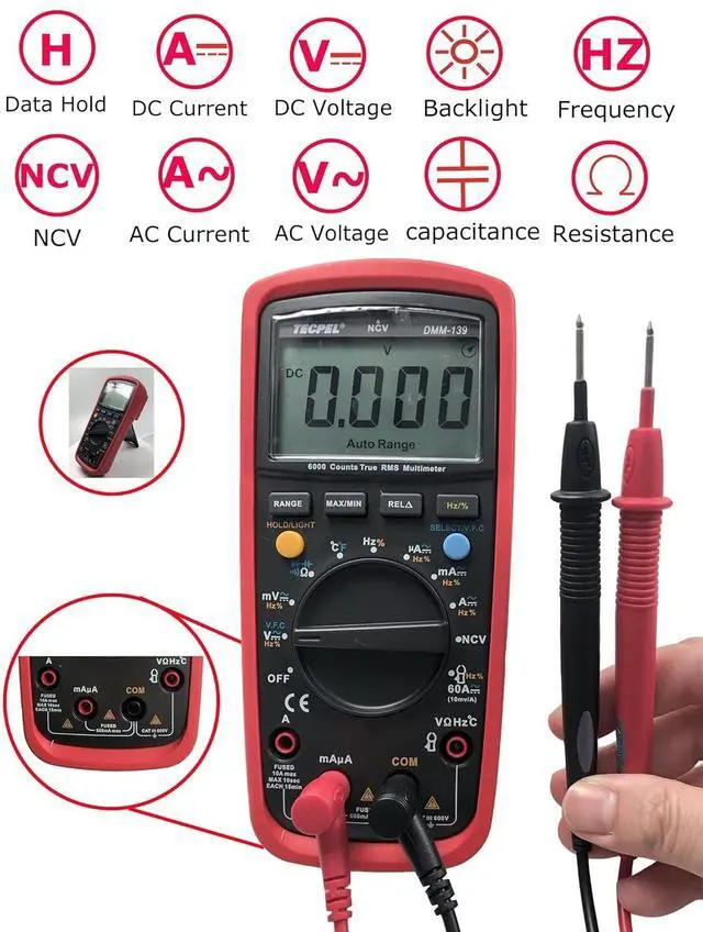 Alt view image 3 of 6 - DMM-139 Digital Pocket Handheld Multimeter True RMS VFC Measurement