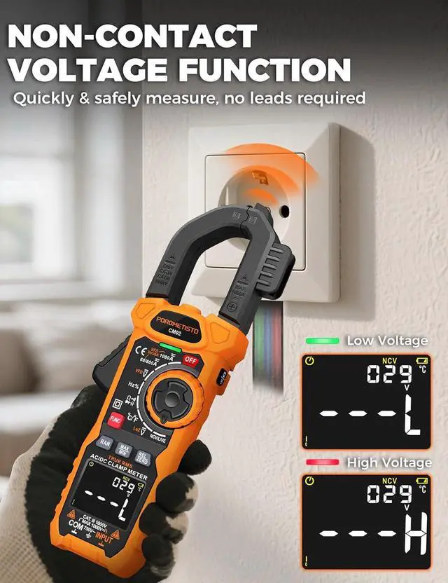 Alt view image 7 of 7 - Clamp Meter  Digital Inrush Clamp Multimeter 1000A TRMS 6000 Counts, Amp Voltage Tester with VFD, LOZ ModeMeasures AC/DC Current Voltage NCV Temperature Resistance Capacitance Frequency