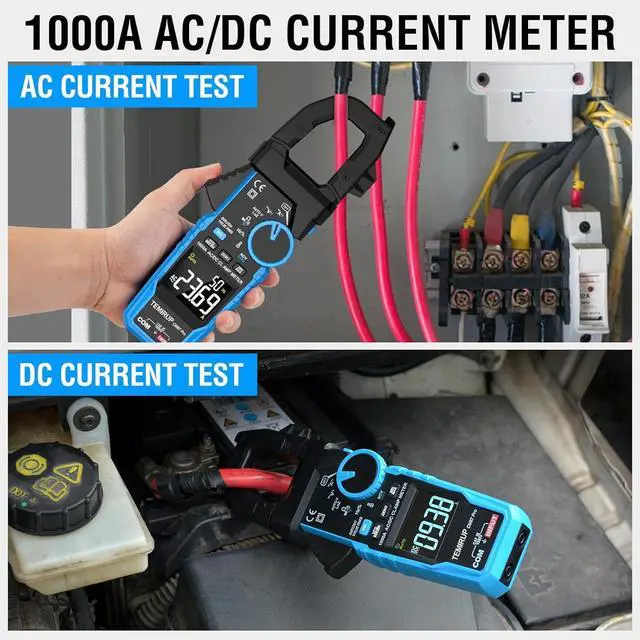 Alt view image 5 of 7 - Inrush Digital Clamp Meter Multimeter -  T-RMS 6000 Counts 1000A Amp Voltage Tester with VFD, LOZ, Measures NCV, AC/DC Voltage Current, Continuity Capacitance Frequency Resistance, Temperature