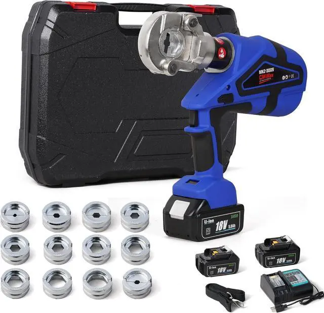 Main image of Electric Hydraulic Cable Lug Crimper Pliers Rechargeable Crimping Tool 6 Ton Electrical Terminal Cable Wire Fiber Crimper Kit with 11 Dies (MZ-MKZ-300)