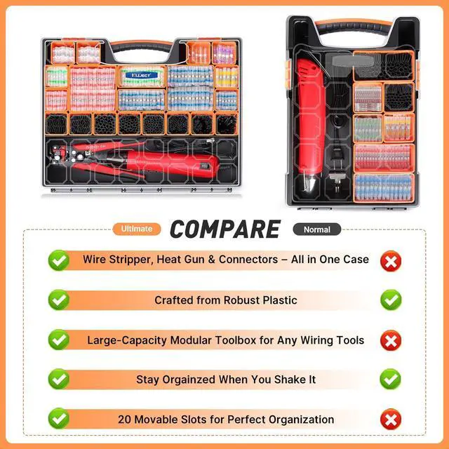 Alt view image 2 of 7 - Ultimate All-in-ONE Heat Shrink Solder Seal Wire Connectors Kit  Wire Striper, Heat Gun,  2000PCS Waterproof Solder Stick Butt Connectors, Electrical Wiring Connector Kit for Marine Automotive