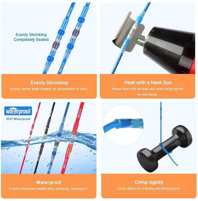 Alt view image 6 of 7 - Ultimate All-in-ONE Heat Shrink Solder Seal Wire Connectors Kit  Wire Striper, Heat Gun,  2000PCS Waterproof Solder Stick Butt Connectors, Electrical Wiring Connector Kit for Marine Automotive