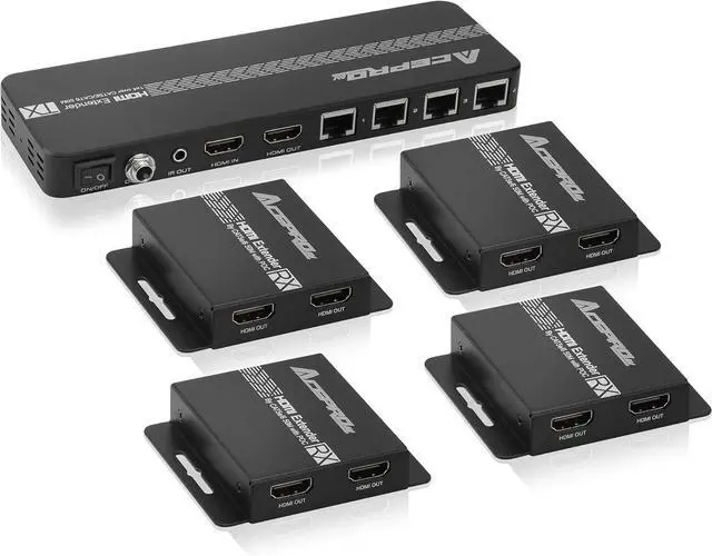 Main image of 1080P 1x8 (4 Receivers) HDMI Splitter Over Cat6 Extender up to 164 Feet (50 Meters) for 8 Monitors and 1 Loop-Out Monitor (1 in 8 Out), IR Control and EDID Function