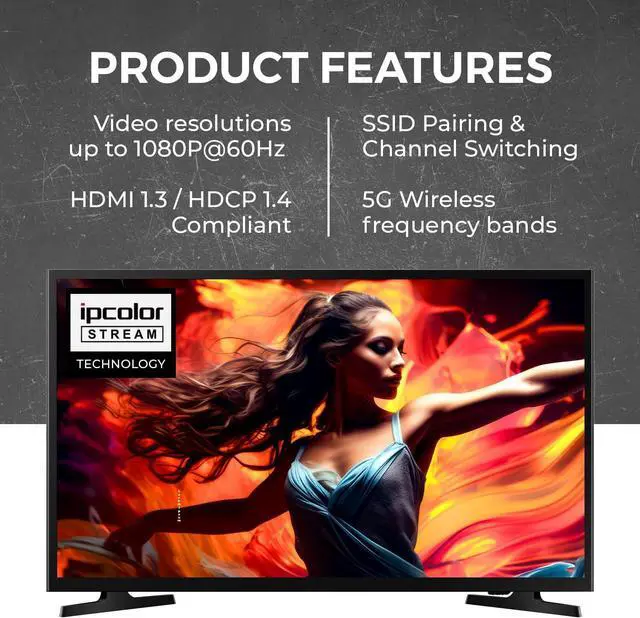 Alt view image 3 of 7 - Wireless HDMI Extender Transmitter & Receiver Dongle UtraHD 5.1-5.2 Ghz Up to 1080p - Upto 60 Feet - Perfect for Streaming from Laptop, PC, Cable, Netflix, YouTube, PS4 to HDTV/Projector