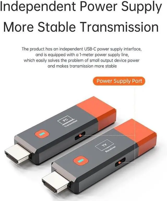Alt view image 7 of 7 - Wireless HDMI Transmitter and Receiver, 328FT/100M 2.4G/5G Wireless HDMI Extender, 4K Decode 1080P Output, for Streaming Video and Audio from Laptop/PC/TV Box/Projector/PS4/PS5 to Monitor/TV.