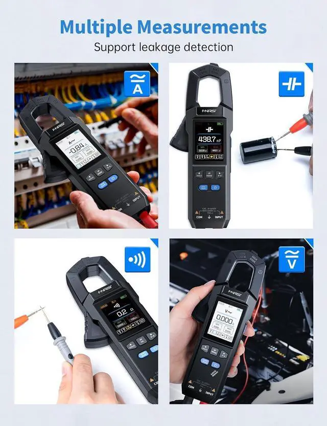 Alt view image 6 of 7 - DMC-100 Digital Clamp Meter Multimeter 9999 Counts TRMS, 600A Curve Recording Rechargeable Amp Meter, Measures NCV, AC/DC Voltage Current, Continuity Capacitance Diode Resistance, Temperature