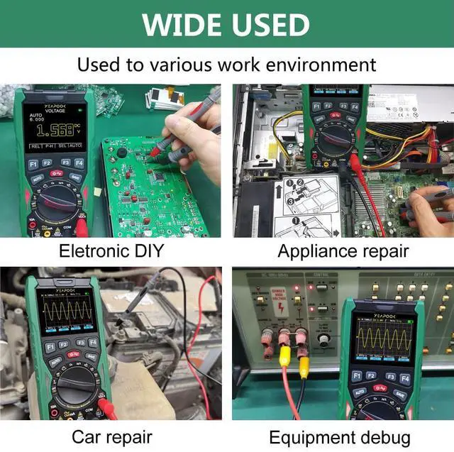 Alt view image 6 of 7 - 3 in 1 Handheld Digital Oscilloscope Multimeter Portable Oscilloscopes, 12MHz Bandwidth, 50MSa/s Sampling Rate with Multimeter and Signal Generator (YP101A)