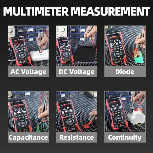 Alt view image 3 of 7 - ZT-703S 3 in 1 Handheld Oscilloscope Automotive Dual Channel 50MHz with Digital Multimeter and Signal Generator, 3400mAh for Electronics/Education