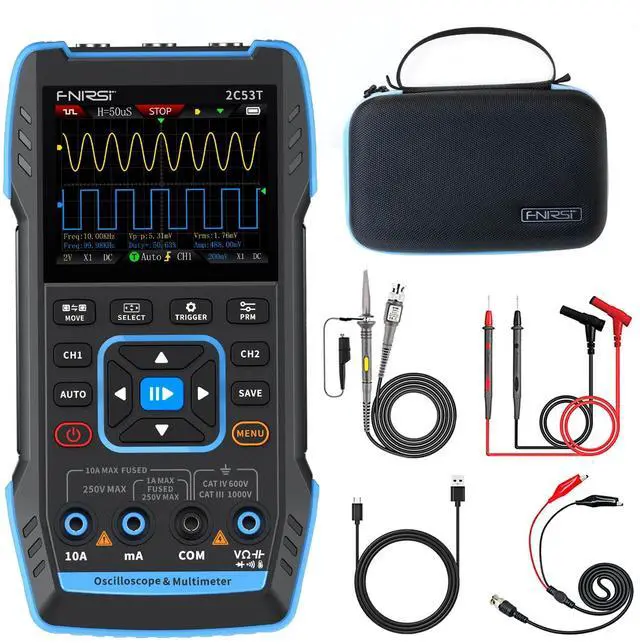 Main image of 2C53T Upgraded Handheld Oscilloscope, 50MHz Bandwidth, 250MS/s Sampling Rate, 20000 Counts, 3IN1 Digital Oscilloscope Multimeter DDS Generator, Voltage, Current, Capacitor, Resistor, Diode Test