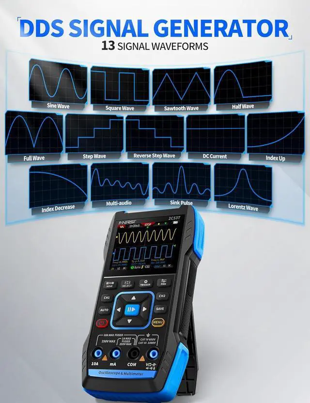 Alt view image 7 of 7 - 2C53T Upgraded Handheld Oscilloscope, 50MHz Bandwidth, 250MS/s Sampling Rate, 20000 Counts, 3IN1 Digital Oscilloscope Multimeter DDS Generator, Voltage, Current, Capacitor, Resistor, Diode Test