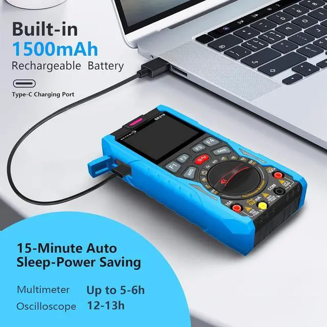 Alt view image 4 of 7 - SK210 Digital Oscilloscope Multimeter, 50Msp Sampling, 12MHz Bandwidth, 6000-Count True RMS, 2.4" Color Display, Waveform Generator, Auto/Manual Range, Overload Protection