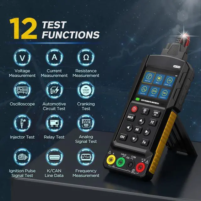 Alt view image 2 of 5 - DM303 Multimeter Oscilloscope,Handheld Digital Automotive Oscilloscope Multimeter,Voltage,Current,Resistance,Automotive Circuit,Cranking,Injector,Relay,Analog Signal Test