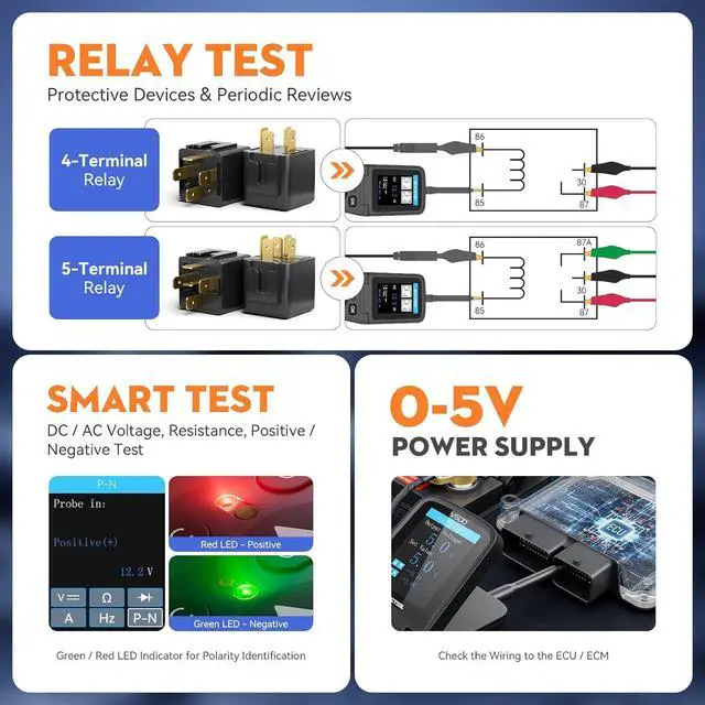 Alt view image 7 of 7 - V500 Automotive Power Circuit Probe Tester Kit, 9-30V Car Electric Circuit Tester, Short/Open Circuit Finder, Oscilloscope/Multimeter/Injector/Relay Tester, Component/Fuse/Trailer/AC/DC Test