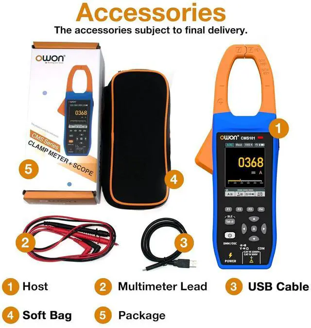 Alt view image 7 of 7 - Clamp Meter 1000V AC/DC Voltage Tester 1000A Current Test with 1MHz Oscilloscope Multimeter 3 in 1 Functions Clamp Meter with 2.8-inch IPS LCD Display ( CMS101)