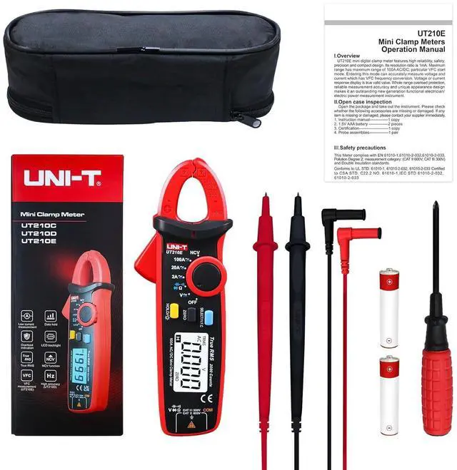 Alt view image 6 of 7 - UNI T UT210e Mini Digital Clamp Meter & Phillips Screwdriver, HVAC Tool AC DC Amp Clamp Meter Multimeter Tester Voltmeter Continuity Tester Capacitor Ohmmeter & Cross Screwdriver