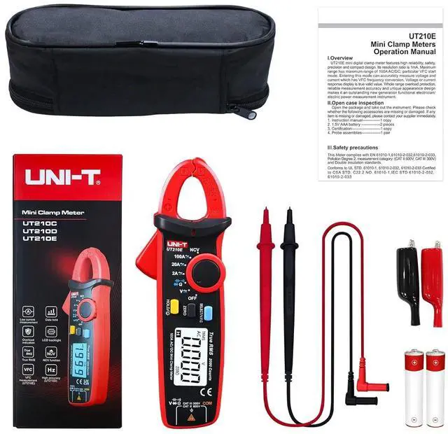 Alt view image 6 of 7 - UT210e Mini Clamp Meter & Alligator Electric Clips, AC/DC Amp Meter Clamp Multimeter True RMS 2000 Counts Voltage Tester Continuity Tester Capacitor HVAC Tool