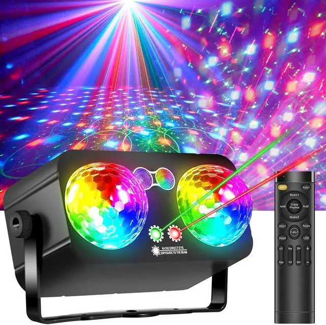 Main image of Party Lights Dj Disco Ball Light with 10 ft USB Cable 5V/3A Sound Activated Strobe Stage Lighting for Parties Indoor Dance Bar Club Birthday Karaoke Halloween Christmas New Years Rave Show