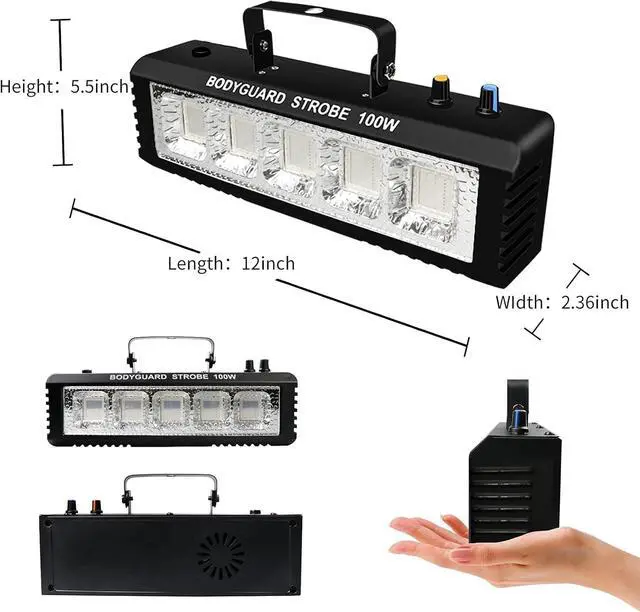 Alt view image 3 of 7 - Strobe Stage Lights Sound Activated, Led Strobe Light 100W, Halloween Light Effect with Remote Control, Professional DJ Party Lights for Banquet Host