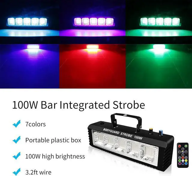 Alt view image 6 of 7 - Strobe Stage Lights Sound Activated, Led Strobe Light 100W, Halloween Light Effect with Remote Control, Professional DJ Party Lights for Banquet Host