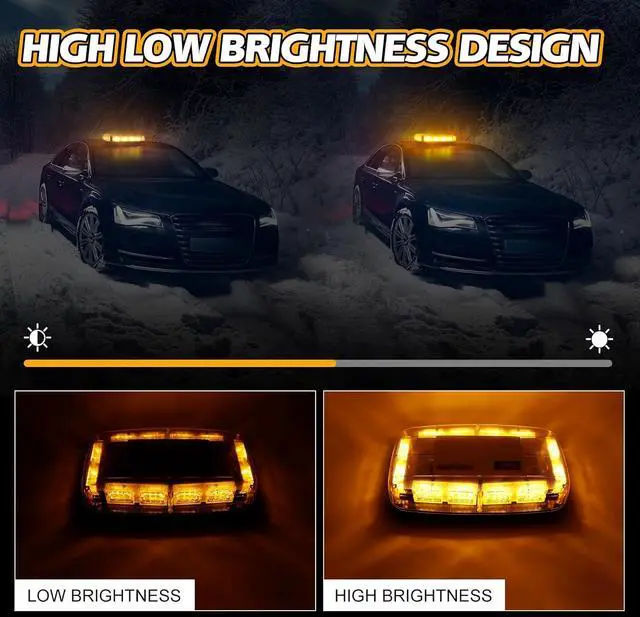 Alt view image 3 of 7 - Rechargeable Strobe Light Amber Wireless Battery, 17 Flashing Mode, High Low Brightness, 48pcs Led, Beacon Roof Top Hazard Flash Warning Lights for Vehicles Trucks Snow Plows Postal Mail ATV UTV