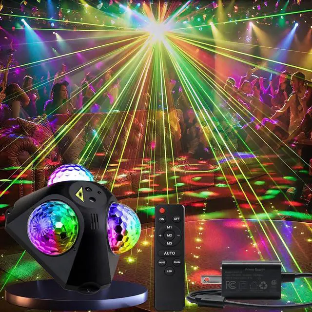 Main image of Disco Ball Party Lights Indoor Outdoor, Dj Lights Disco Ball Decor Party Strobe Light for Parties 3 Disco Balls Sound Activated with Remote Control Disco Light for Christams Halloween KTV Club Party