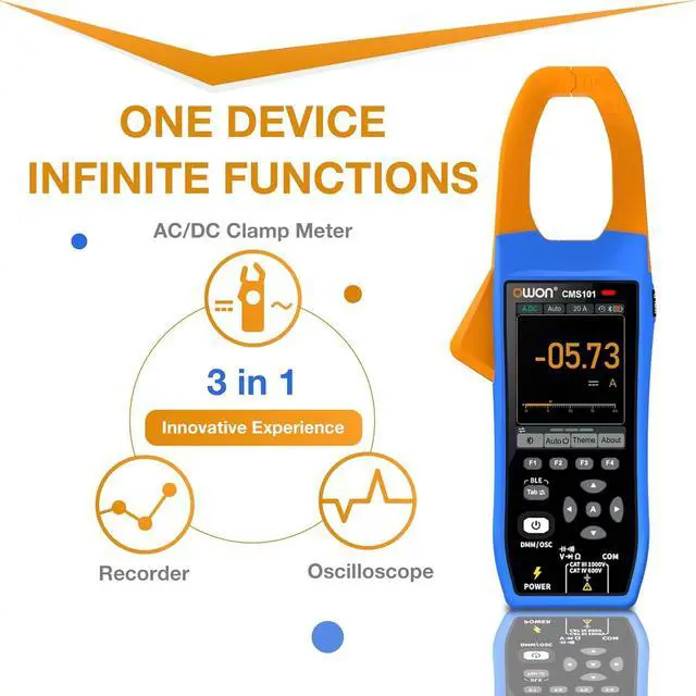 Alt view image 3 of 7 - Clamp Meter 1000V AC/DC Voltage Tester 1000A Current Test with 1MHz Oscilloscope Multimeter 3 in 1 Functions Clamp Meter with 2.8-inch IPS LCD Display ( CMS101)