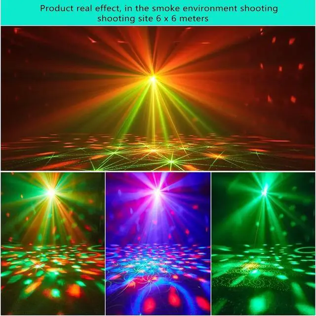Alt view image 5 of 6 - 4 in 1 Disco Ball DJ Party Lights, 3 RGB Disco Lights+Red and Green Pattern Lamp Strobe Lighting for Home Room Dance Parties Birthday Karaoke Halloween Christmas Wedding Show Club Decorations