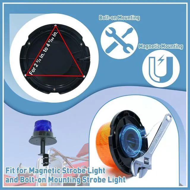 Alt view image 3 of 7 - 2PCS Strobe Light Mounting Bracket Strobe Beacon Universal Mirror Mounting Bracket for Trucks Accessories Fit for Magnetic Strobe Light, Support Bolt-on Mounting Strobe Light Brackets for Truck