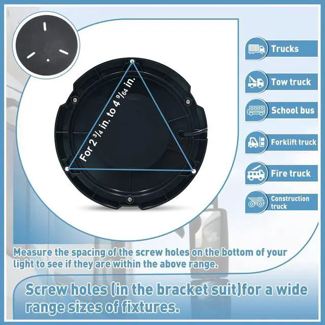 Alt view image 5 of 7 - 2PCS Strobe Light Mounting Bracket Strobe Beacon Universal Mirror Mounting Bracket for Trucks Accessories Fit for Magnetic Strobe Light, Support Bolt-on Mounting Strobe Light Brackets for Truck