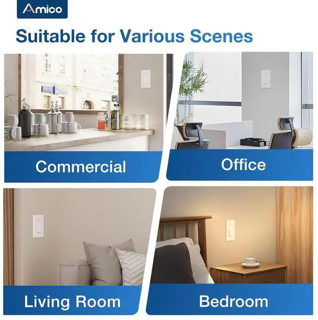 Alt view image 5 of 7 - 30 Pack Single Pole Light Switch with Wall Plate, UL Listed, 15A 120/277V, On/Off Rocker Paddle Interrupter Wall Switch, Grounding Screw, Residential Grade, Suitable for Home and Business, White