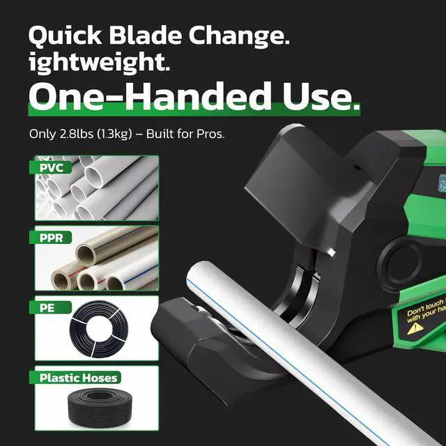 Alt view image 2 of 7 - Electric PVC Pipe Cutter, Cuts up to1-1/2",18V Cordless Ratcheting Pipe Shear with LCD Display & Rechargeable Battery, Plastic Pipe Cutter, PEX Pipe Cutter, PVC Cutter Tool, PVC Ratchet Cutter