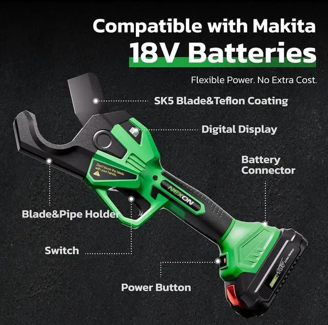 Alt view image 6 of 7 - Electric PVC Pipe Cutter, Cuts up to1-1/2",18V Cordless Ratcheting Pipe Shear with LCD Display & Rechargeable Battery, Plastic Pipe Cutter, PEX Pipe Cutter, PVC Cutter Tool, PVC Ratchet Cutter