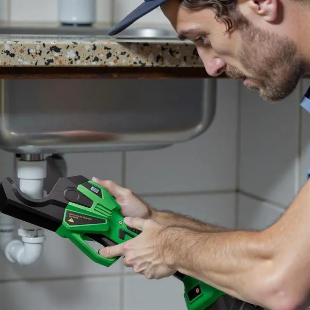Alt view image 4 of 7 - Electric PVC Pipe Cutter, Cuts up to1-1/2",18V Cordless Ratcheting Pipe Shear with LCD Display & Rechargeable Battery, Plastic Pipe Cutter, PEX Pipe Cutter, PVC Cutter Tool, PVC Ratchet Cutter