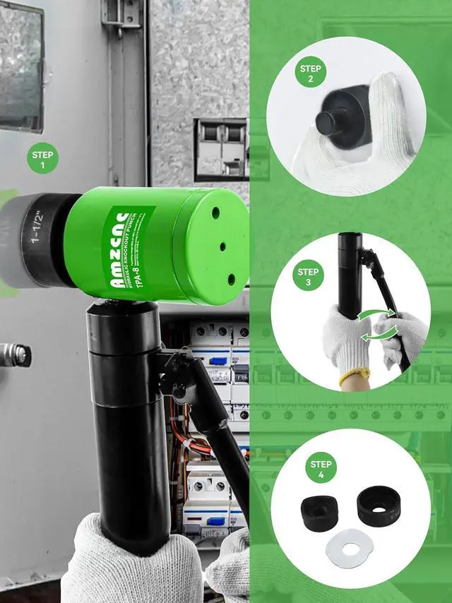 Alt view image 5 of 7 - Hydraulic Knockout Hole Punch Driver Kit 1/2 to 2 inch Electrical Conduit Hole Cutter Set KO Tool Kit Metal Sheet Puncher (1/2~2)