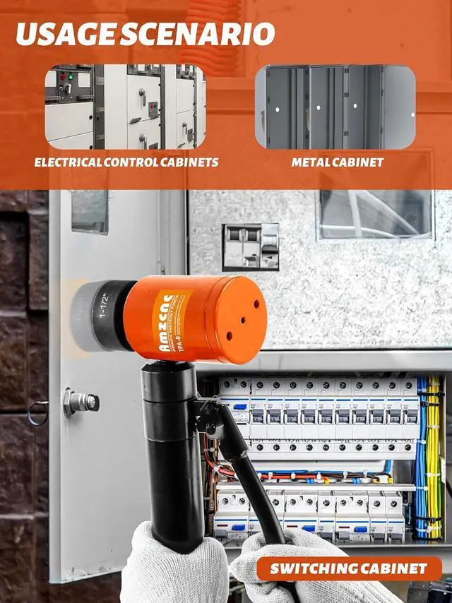 Alt view image 6 of 7 - Hydraulic Knockout Hole Punch Driver Kit 1/2 to 2 inch Electrical Conduit Hole Cutter Set KO Tool Kit Metal Sheet Puncher, Punch Dies be Seconday Cutter (TPA-8 Orange)