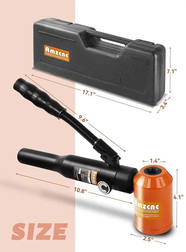 Alt view image 7 of 7 - Hydraulic Knockout Hole Punch Driver Kit 1/2 to 2 inch Electrical Conduit Hole Cutter Set KO Tool Kit Metal Sheet Puncher, Punch Dies be Seconday Cutter (TPA-8 Orange)