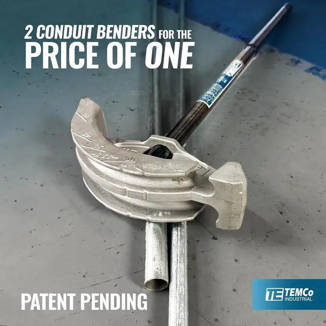 Alt view image 3 of 7 - TEMCo 2 in 1 Dual Shoe Conduit Bender - 1/2" & 3/4" EMT, 1/2" Rigid - 2 Benders in 1 Tool
