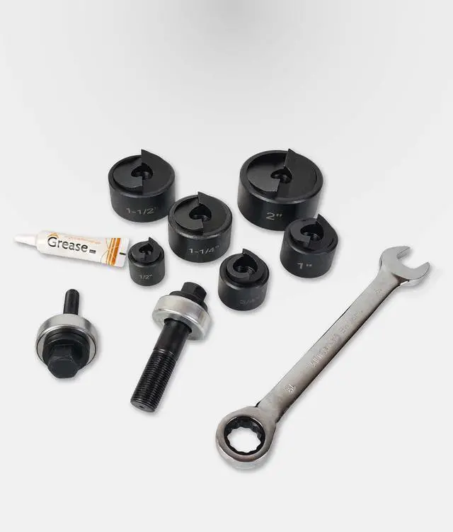 Alt view image 2 of 6 - Manual Knockout Hole Punch Driver Kit 1/2 to 2 inch Electrical Conduit Hole Cutter Set - Professional KO Tool Kit for Precise Conduit Hole Sizes (1/2"~2")
