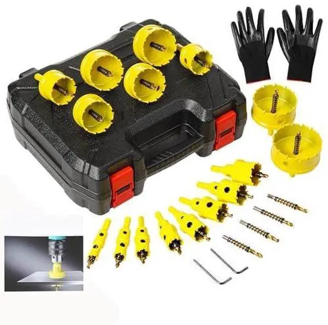 Alt view image 7 of 7 - 24Pcs Carbide Hole Saw Kit,5/8'' to 3'' TCT Hole Saw Set with Upgraded Pilot Drill bit for Hard Metal,Alloy,Aluminum,Stainless Steel,Plastic,Iron